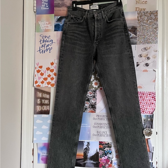 Agolde - Lana mid rise fall straight black jeans - Picture 1 of 8